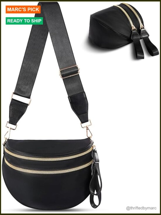 Handbags - Nylon Crossbody Bag with Adjustable Strap, Large Capacity Sling Purse
